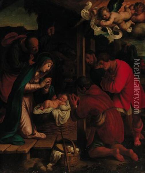 The Adoration Of The Shepherds Oil Painting - Giovanni Francesco Guerrieri