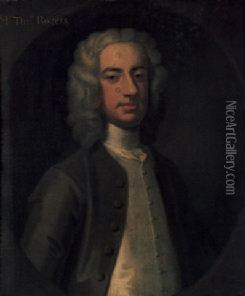 Portrait Of Timithy Rogers, Attorney Of Northampton Oil Painting - Enoch Seeman