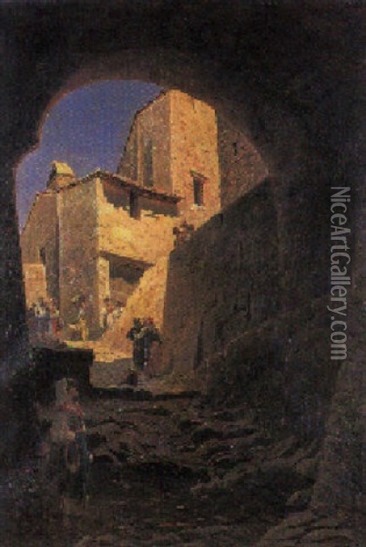 Pueblo Italiano Oil Painting - Carl Hirschberg