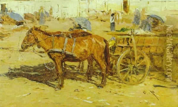 Ungarische Marktszene Oil Painting - August Xaver Carl von Pettenkofen