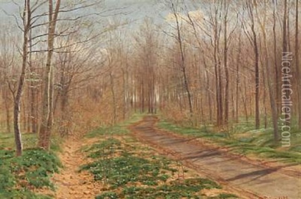 Forest Road Oil Painting - Hans Gabriel Friis