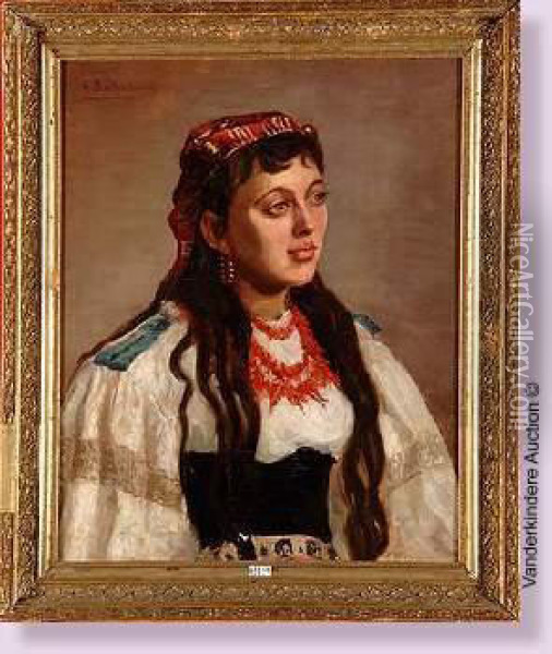 Jeune Fille En Habit Traditionnel Oil Painting - Aram Bakalian