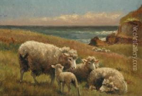 Sheep In A Rural Landscape Oil Painting - Jan Hendrik Scheltema