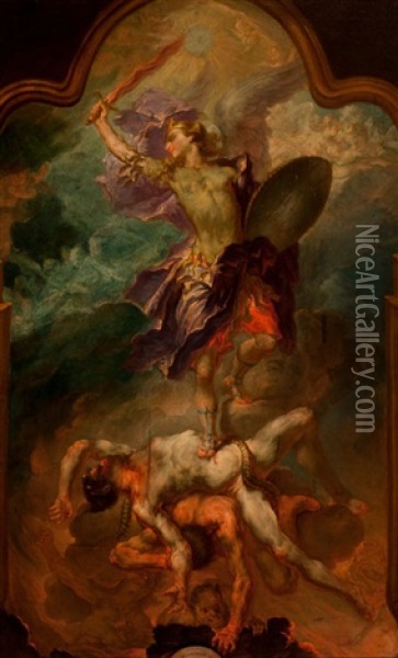 Saint Michael Oil Painting - Wolfgang Andreas Heindl