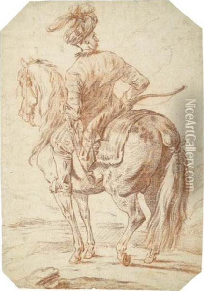 Un Cavalier Tenant Un Arc, Vu De Dos Oil Painting - Charles Parrocel