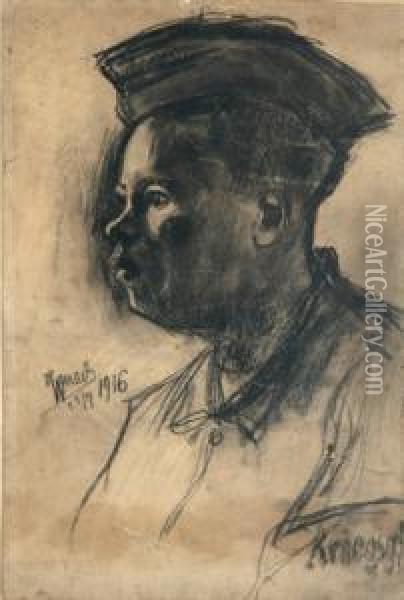 Portrat Eines Jungen Soldaten Des Ersten Weltkrieges Oil Painting - Richard Wenzel