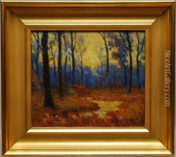 Forest Scene Oil Painting - Emile Stange