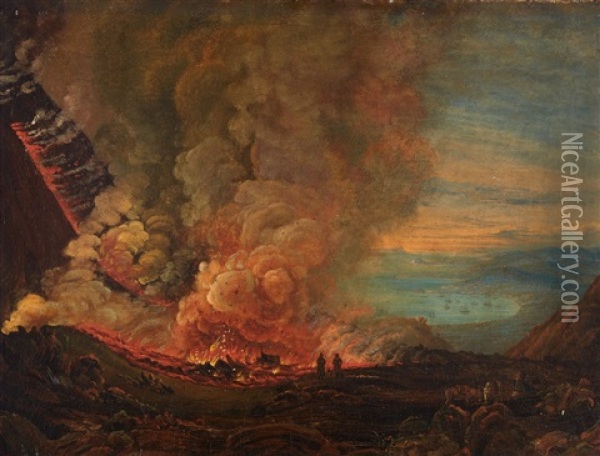 Eruption Of Vesuvius Oil Painting - Johan Christian Dahl