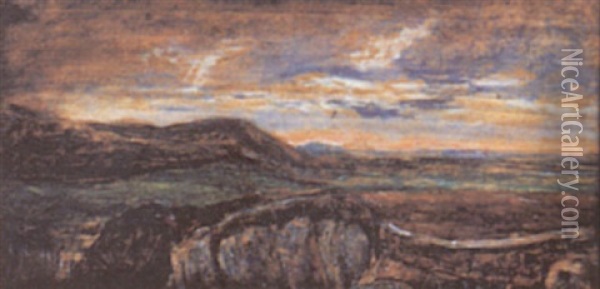 Paysage Vallone Au Crepuscule Oil Painting - Louis-Hilaire Carrand