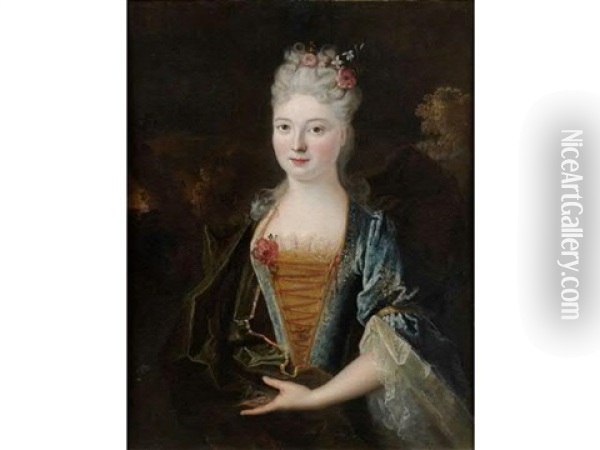 Portrait De Mademoiselle Bourgeois Oil Painting - Jean-Baptiste Oudry