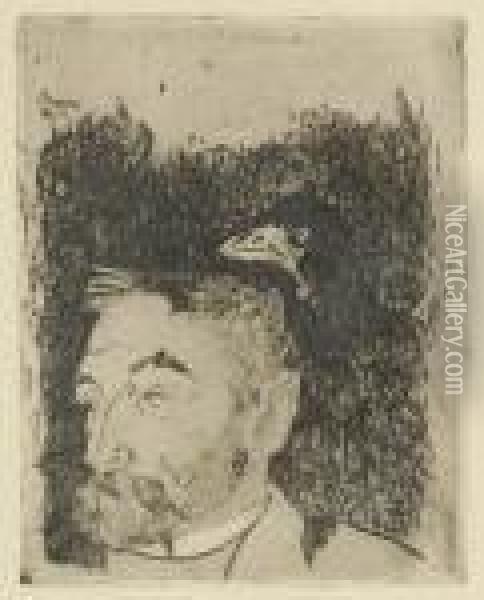 Portrait De Stephane Mallarme (guerin 14; Mongan, Kornfeld, Joachim And Stauffer 12) Oil Painting - Paul Gauguin