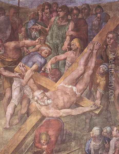 Martyrdom of St Peter (detail-1) 1546-50 Oil Painting - Michelangelo Buonarroti