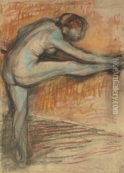 Etude De Nu Pour Une Danseuse A La Barre (study) Oil Painting - Edgar Degas
