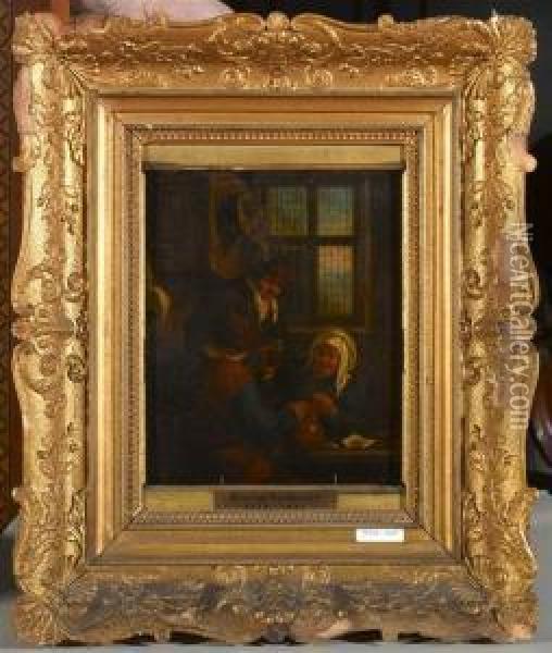 Trinkende In Stube. Oil Painting - David The Younger Ryckaert