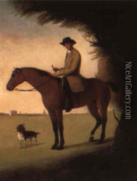 A Gentleman (william Earle Of West Derby?) On Horseback Oil Painting - Thomas Gooch