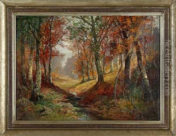 Herbstwald Mit Bachlauf Oil Painting - Karl Vikas
