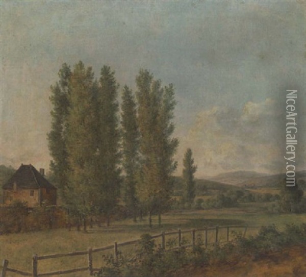 A Parkland Landscape With Trees In A Paddock Oil Painting - Jean Joseph Xavier Bidault
