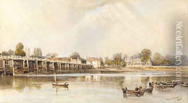 Putney Bridge Oil Painting - English School