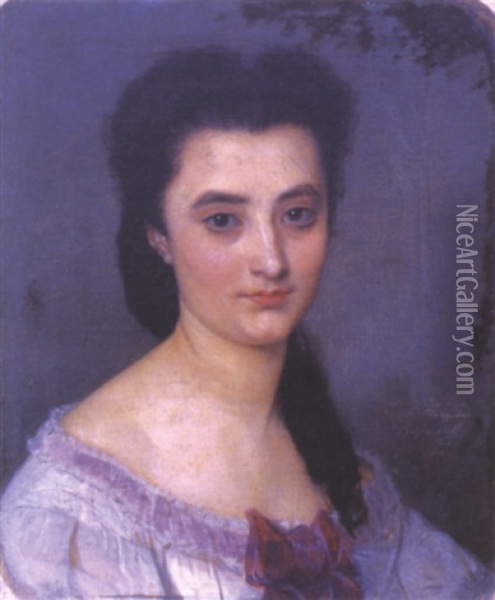 Portrait De Marie Bessieres Oil Painting - Hugues Merle