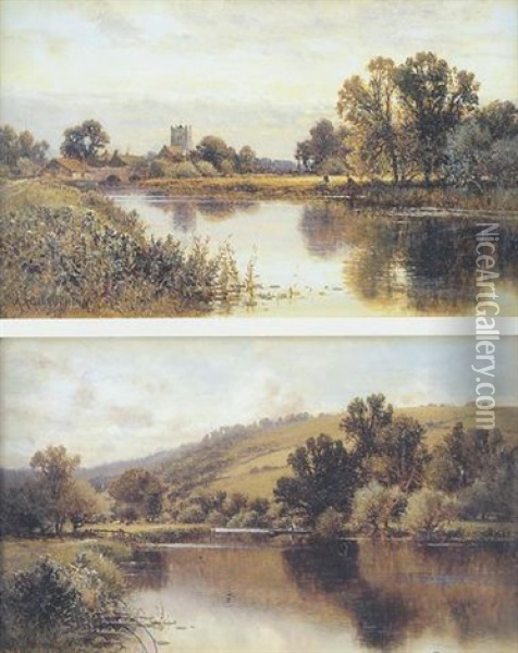 On The Thames Oil Painting - Alfred Augustus Glendening Sr.