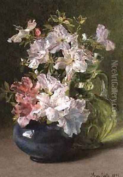 Azaleas in a Jug 2 Oil Painting - Maud Naftel