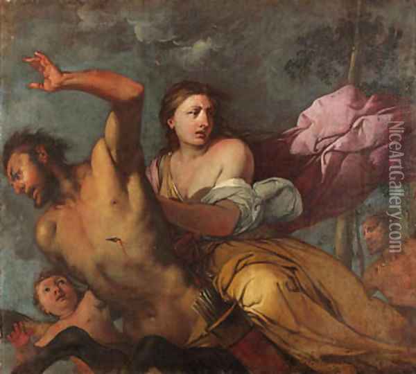 Nessus and Deianeira Oil Painting - Giulio Carpione