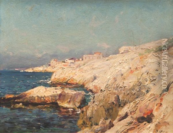 La Corniche A Marseille Oil Painting - Jean Baptiste Olive