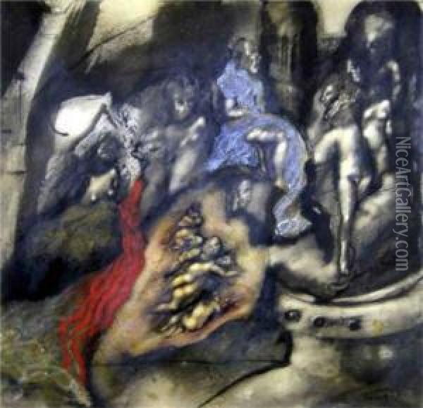 Tripudit Drastico Purgante Oil Painting - Pietro Michis