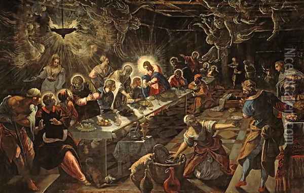 The Last Supper, 1594 2 Oil Painting - Domenico Tintoretto