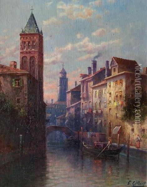 Kanal In Venedig Mit Gondoliere Oil Painting - Karl Kaufmann