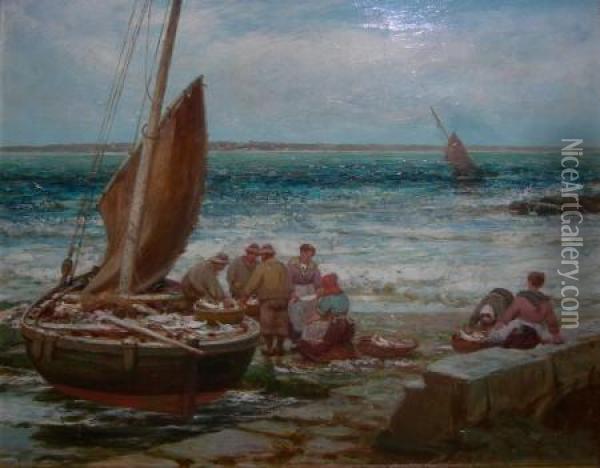 Mending The Nets Oil Painting - Alexander Young