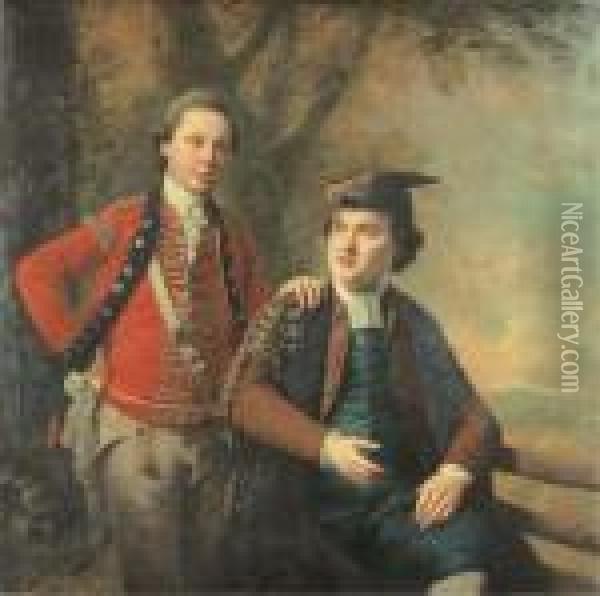 Double Portrait Of General Richard Wilford And Sir Levett Hanson Oil Painting - Nathaniel Hone