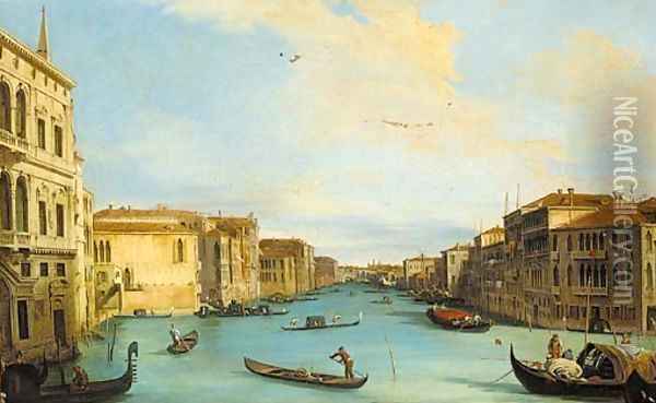 The Grand Canal, looking north-east from the Palazzo Balbi, to the Rialto Bridge Oil Painting - (Giovanni Antonio Canal) Canaletto