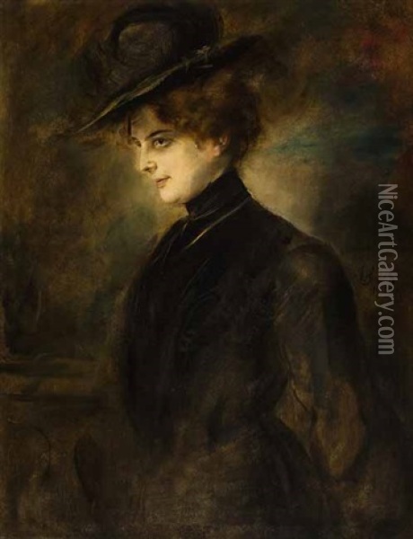 Portrat Einer Vornehmen Dame Oil Painting - Franz Seraph von Lenbach