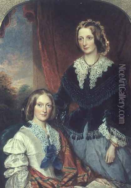 L to R Helen Shelley 1799-1885 and Margaret Shelley 1801-87 Oil Painting - Sir William Charles Ross
