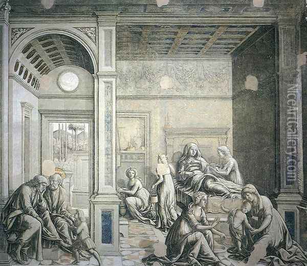 Birth of the Virgin 1488-94 Oil Painting - Francesco Di Giorgio Martini