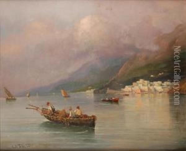 Costiera Amalfitana Con Barche Dipescatori Oil Painting - Francesco Saverio Torcia