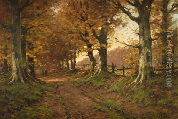 L'allee Boisee Oil Painting - Cornelis Westerbeek Jr.