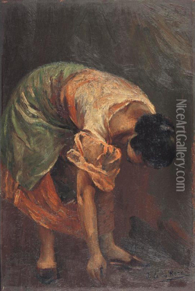 Woman Oil Painting - Fabian De La Rosa