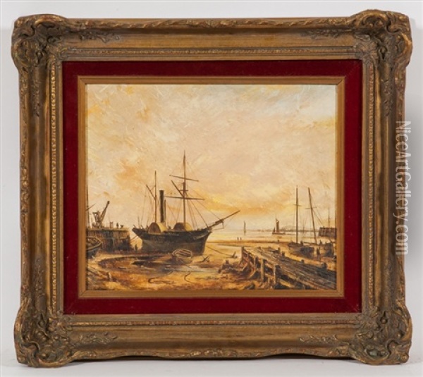 Shipyard, 1880 Oil Painting - John Linton Chapman
