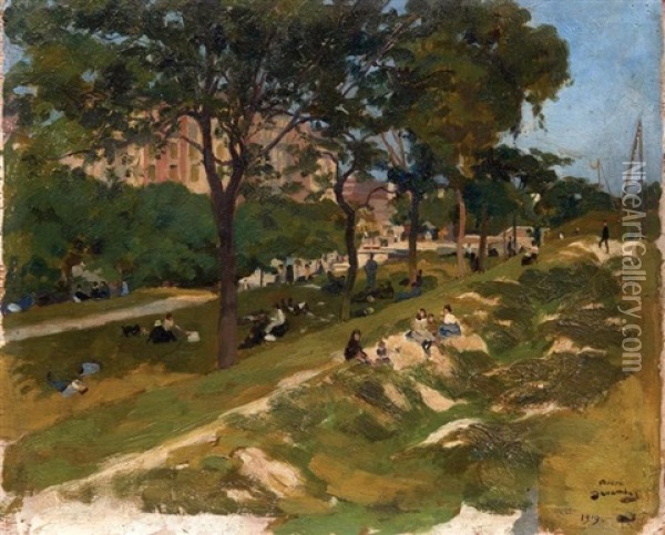 Le Jardin Public, 1919 Oil Painting - Andre Devambez