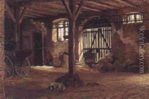 Vognport I Gaestgivergarden Sjaelland Oil Painting - Theodor Philipsen
