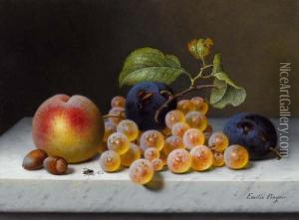 Still Life With Fruit On A Table. Oil Painting - Emilie Preyer