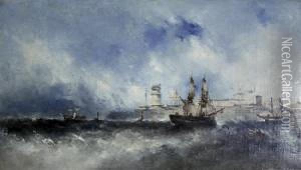 Shipping Entering Harbour Oil Painting - William McAlpine