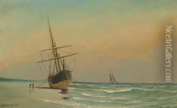 The Ship Ashore For Breening Oil Painting - Antonio Nicolo Gasparo Jacobsen