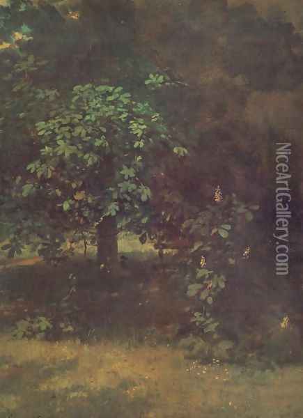 Study of a Horse Chestnut Tree 1869 Oil Painting - Pal Merse Szinyei
