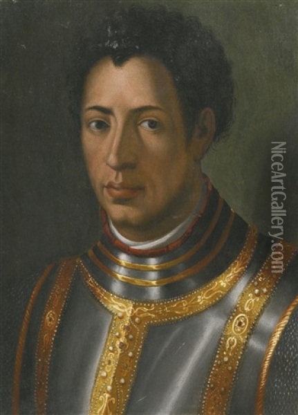 Portrait Of Alessandro De' Medici, Bust-length, Wearing A Suit Of Armour Oil Painting -  Bronzino