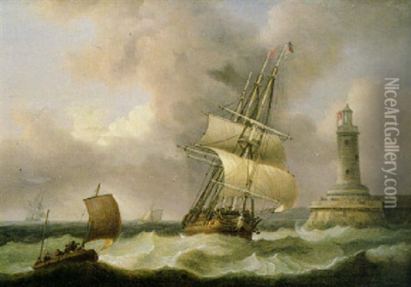 The Princess Charlotte Entering Ramsgate Harbour Oil Painting - Thomas Luny