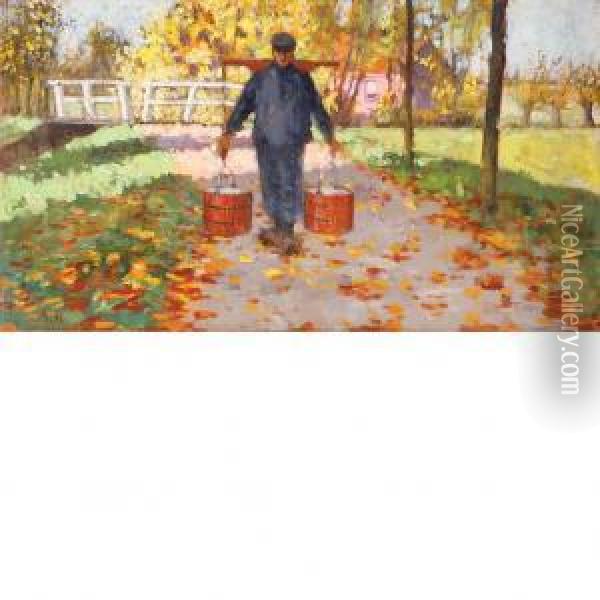 The Water Carrier Oil Painting - George Hitchcock