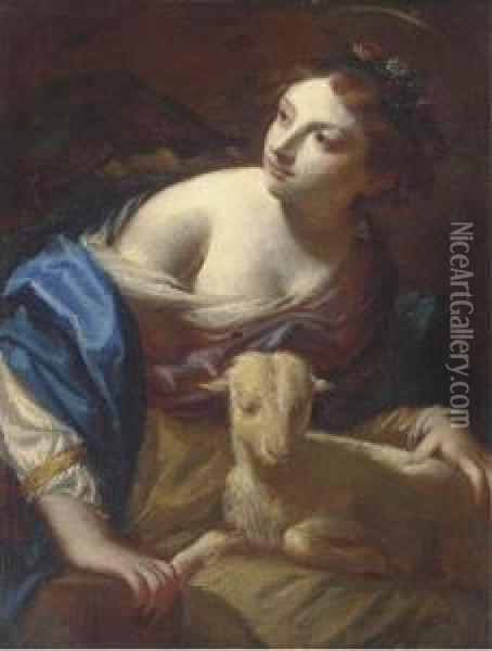 Saint Agnes Oil Painting - Francesco Furini
